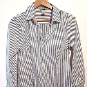 H&M Womens Gray White Blouse Top Long Sleeve Sz 10